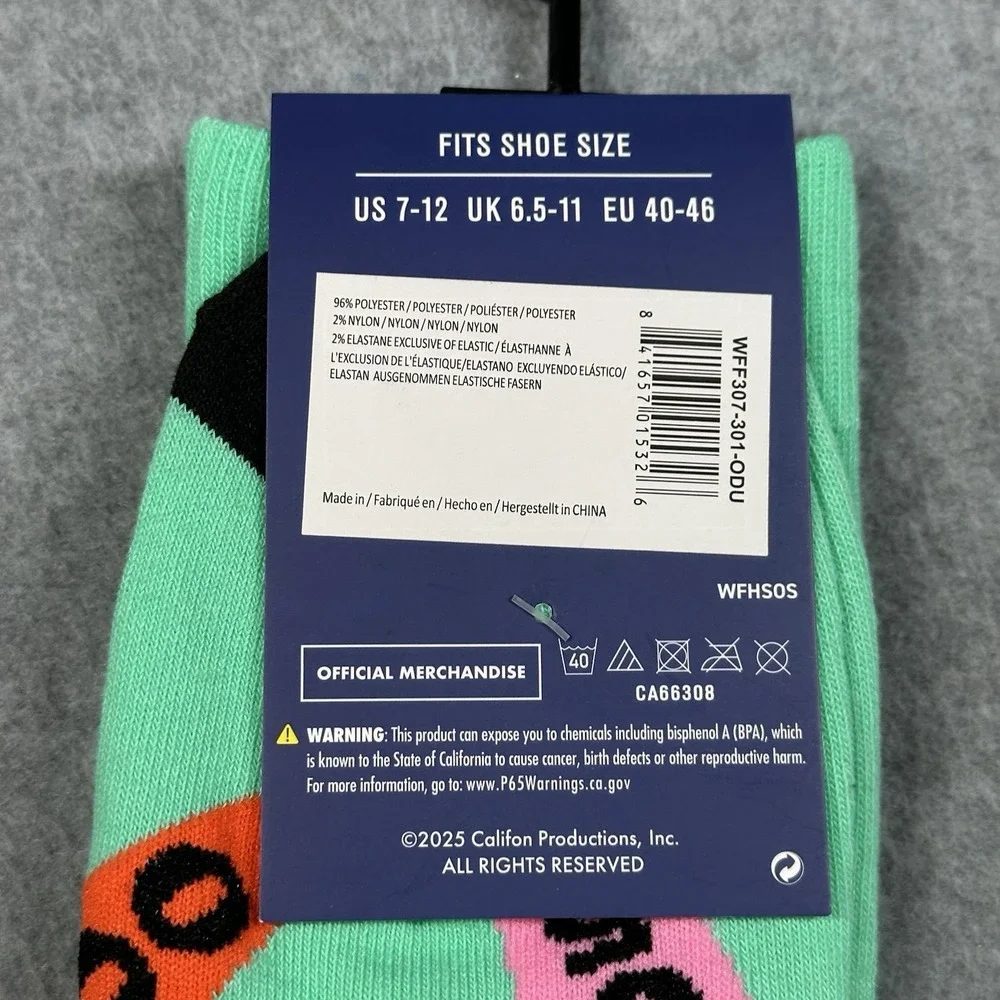 Wheel of Fortune Official Merchandise Crew Socks 7-12 Shoe Novelty TV‎ Game